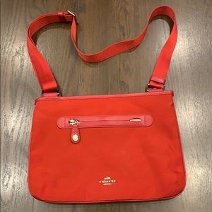 red coach canvas bag
